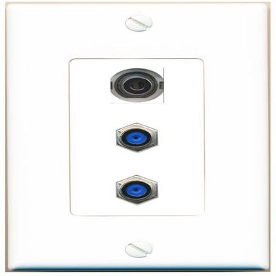 RiteAV 1 Port 3.5mm 2 F81 Jack Coupler Female-Female Wall Plate [White]