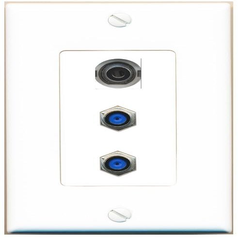 RiteAV 1 Port 3.5mm 2 F81 Jack Coupler Female-Female Wall Plate [White]