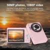 50MP Digital Camera, 1080P HD CCD Digital Camera with 2.8 Display Screen, AF Autofocus Lens, Automatic Beautification, Digital Camera for Student Teen Girl Boy (Pink) view 2