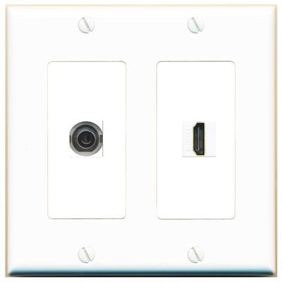 RiteAV 2 Gang 1 Port 3.5mm HDMI Jack Coupler Female-Female Wall Plate [White]