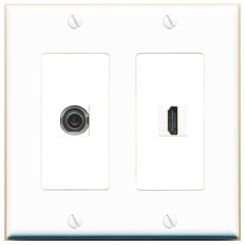 RiteAV 2 Gang 1 Port 3.5mm HDMI Jack Coupler Female-Female Wall Plate [White]