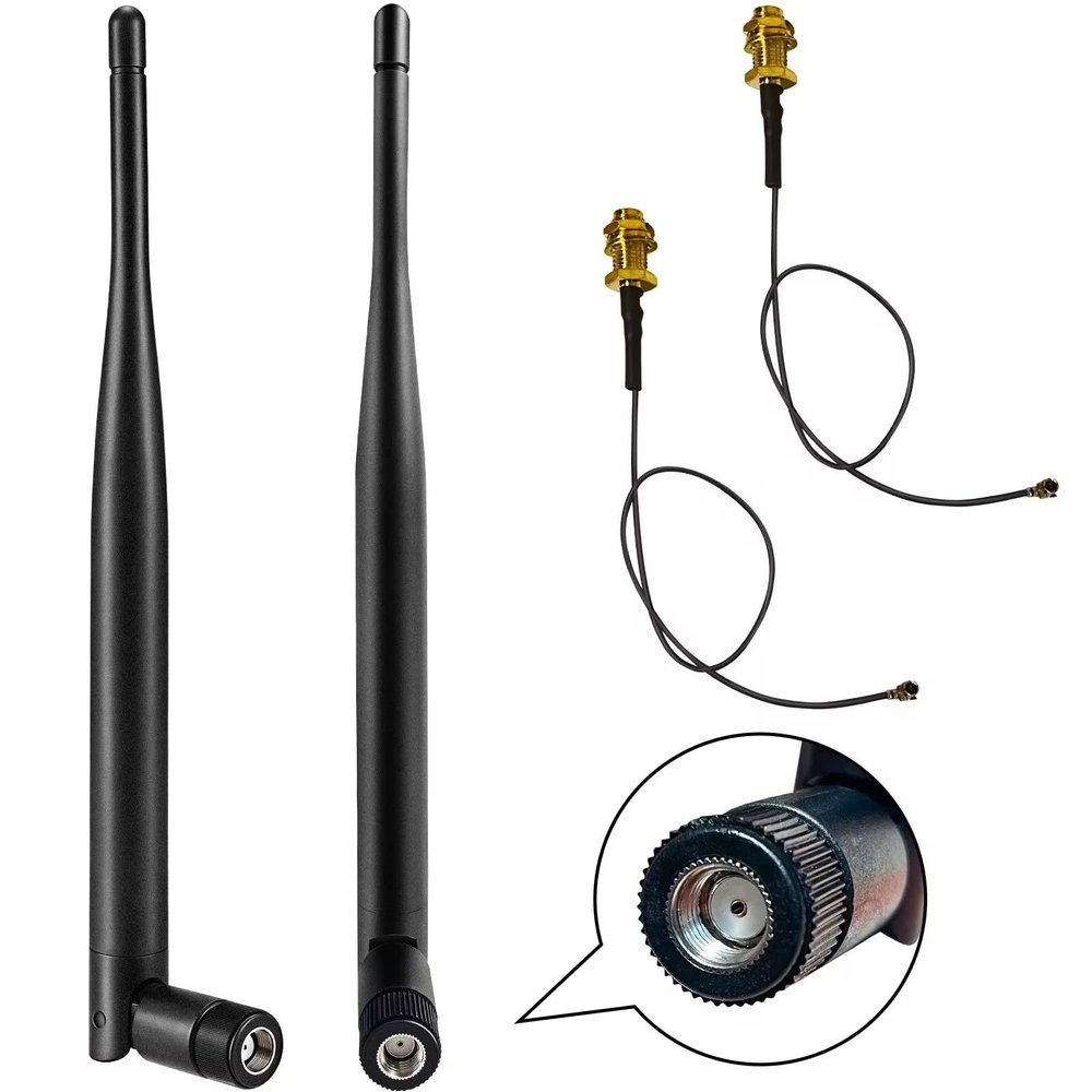KHIYQILO RP-SMA Dual Band WiFi Antenna 6dBi 2.4GHz 5.8GHz, 6dbi Antenna for Wireless IP Camera, Vehicles, WiFi Routers, Drones