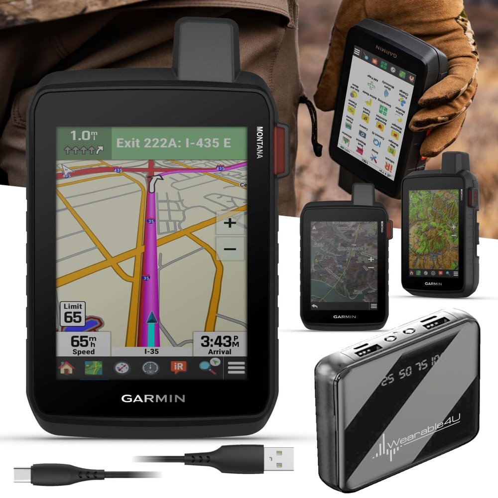 Garmin Montana 710i Rugged GPS Handheld Navigator, 5 Touchscreen, 32 GB, Built-in inReach Technology for SOS & 2-Way Texts in Remote Areas, Satellite Imagery & Maps, w/ Wearable4U PowerBank Bundle