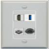 RiteAV HDMI and Coax USB3 + 3.5mm Jack Wall Plate - 1 Gang Decorative [Gray/Gray] view 1
