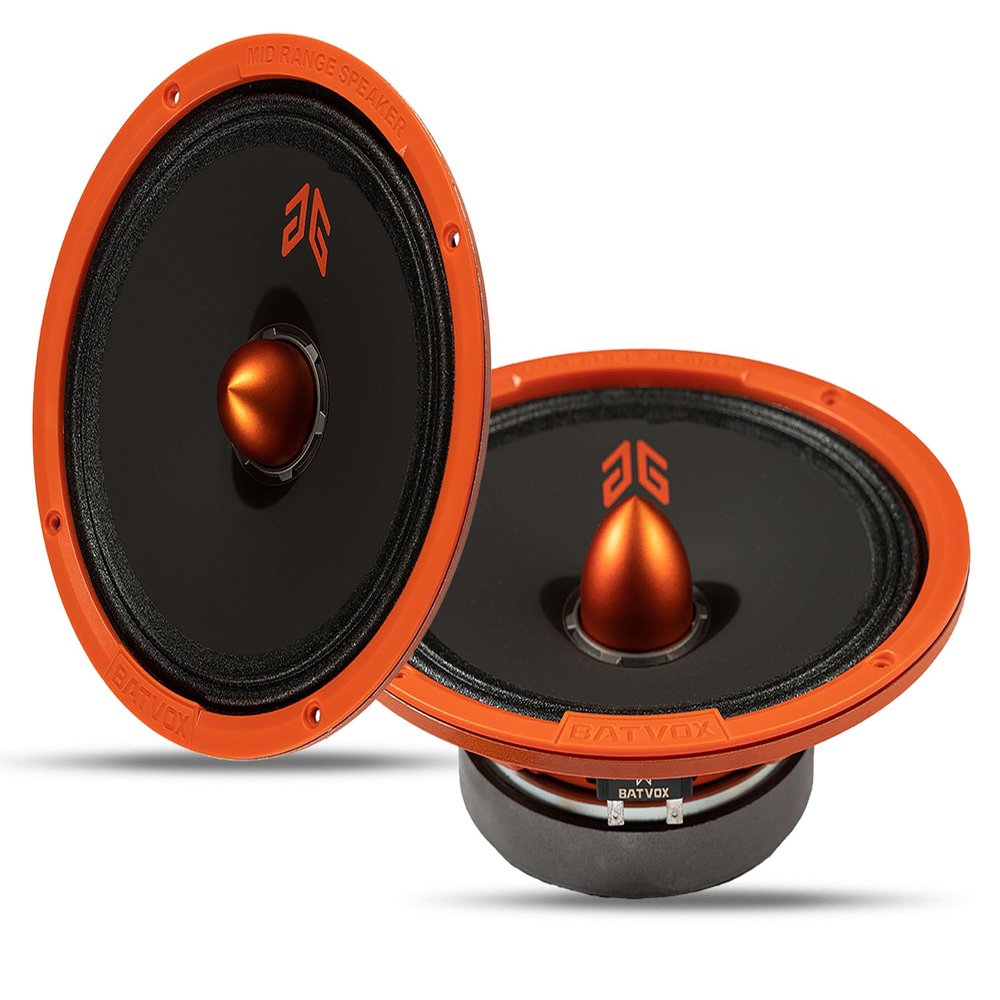 Guooreat MX80E1 Loudspeaker 8 Inch Midrange 560 Watts 6 Ohms Orange Bullet, Premium Quality Audio Door Speakers for Car or Truck Stereo Sound System, Orange (2 Speakers)