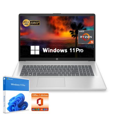 HP 17.3" FHD Business Laptop - with Office Lifetime License, AMD 6-core Ryzen 5 7430U(Beat i7-1255U), 32GB RAM, 1TB SSD, USB-C Fast Charge Long-Lasting, Webcam, HD Audio, Wi-Fi 6, Win 11 Pro