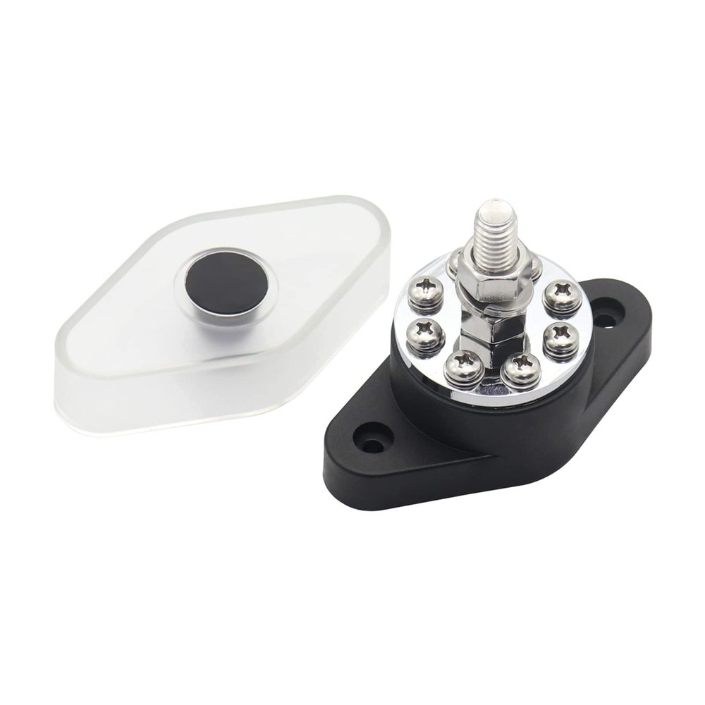 300A Stud Terminal Distribution Stud Junction Post 8 Terminal Block Transparent Cover for Automobiles RV Ships Trucks (Black)