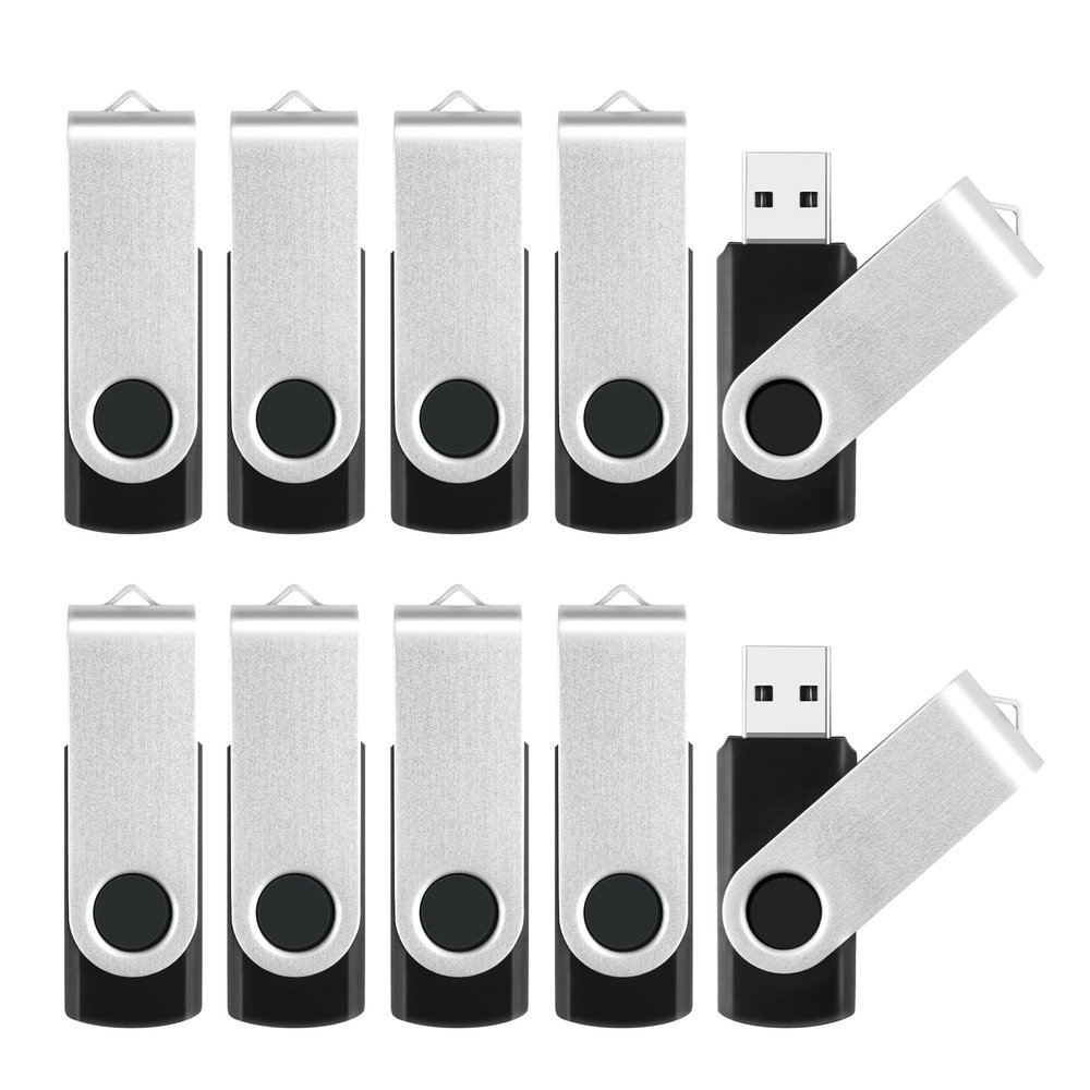 16GB Flash Drive 10 Pack Thumb Drive, USB2.0 Memory Stick Jump Drive Pendrive with LED Indicator, Bulk USB Drive Swivel Flashdrive, USB Storage Flash Drive Zip Drives Photo for Backup and Transfer