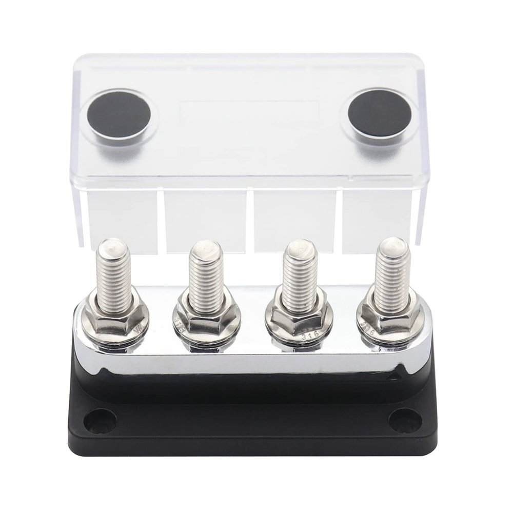 600A Power Distribution Block Bus Bar Robust Connection Flexibility 48V DC Busbar Box Car Marine Truck RV (Black)