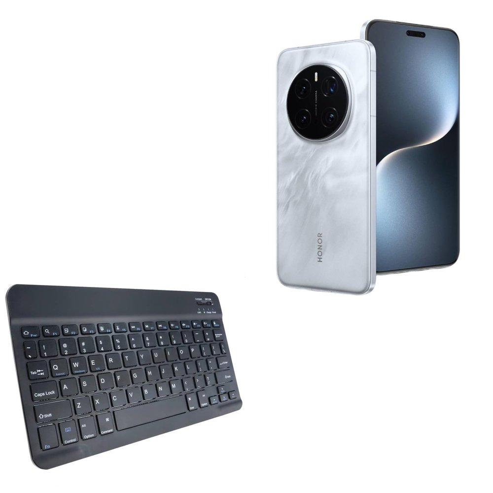 BoxWave Keyboard Compatible with Honor Magic7 - SlimKeys Bluetooth Keyboard, Portable Thin with Chiclet-Style Keys - Jet Black