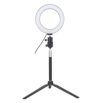 6 Inch USB Photograph Selfie Rings Light LED Fill Light Desktop Tripod Selfie Stick Beauty Light for Video Conference Streaming Makeup Live Stream Photography
