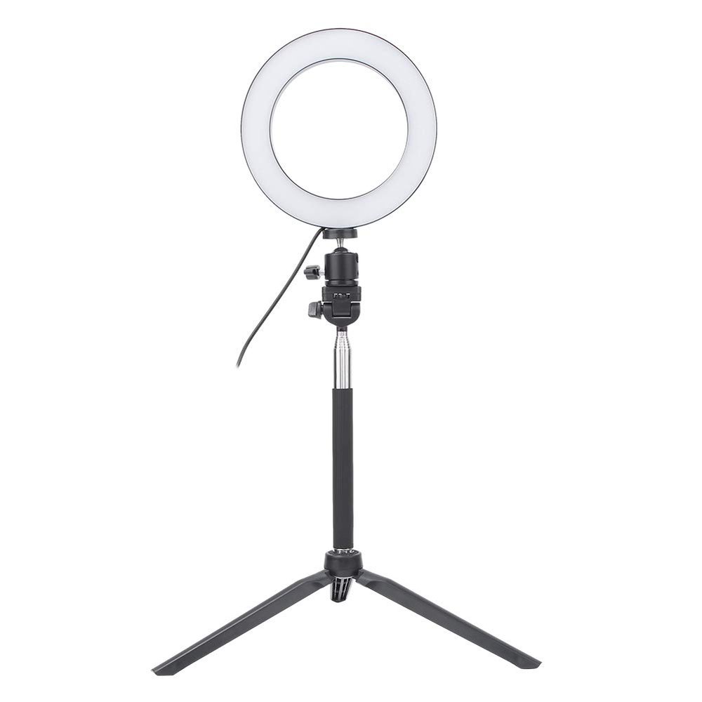 6 Inch USB Photograph Selfie Rings Light LED Fill Light Desktop Tripod Selfie Stick Beauty Light for Video Conference Streaming Makeup Live Stream Photography