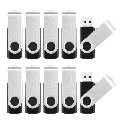 2GB USB Drive 10 Pack Thumb Drives, USB 2.0 Flash Drive Memory Stick Pendrive with Light, Bulk Flashdrive Photo Stick for Backup and Transfer, Swivel USB Storage Flash Drive Jump Drive Zip Drive