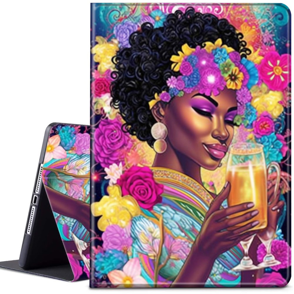 Case for 10.2" Kindle Scribe (2022 & 2024 Release), Adjustable Folio Anti-Slide Stand Smart PU Leather Cover Case with Auto Wake/Sleep for Kindle Scribe 10.2'', African American Girl