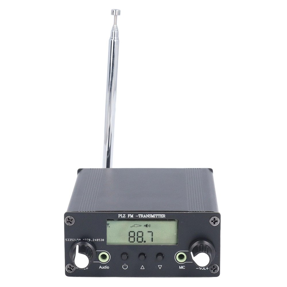ZJchao Fm Stereo Transmitter, DC12V 0.5W Stereo FM Transmitter Long Range Broadcast Station with 3.5mm Mic Sound Jack for Theaters Homes Libraries