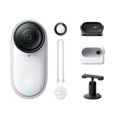 DOQUAMNEX Camera Inst360 GO 3S 4K Micro Camera, Portable and Versatile, POV, Can Be Installed Anywhere, Vlog Cycling Parent-Child Pet Sports DSLR Camera(128G,Standalone White)
