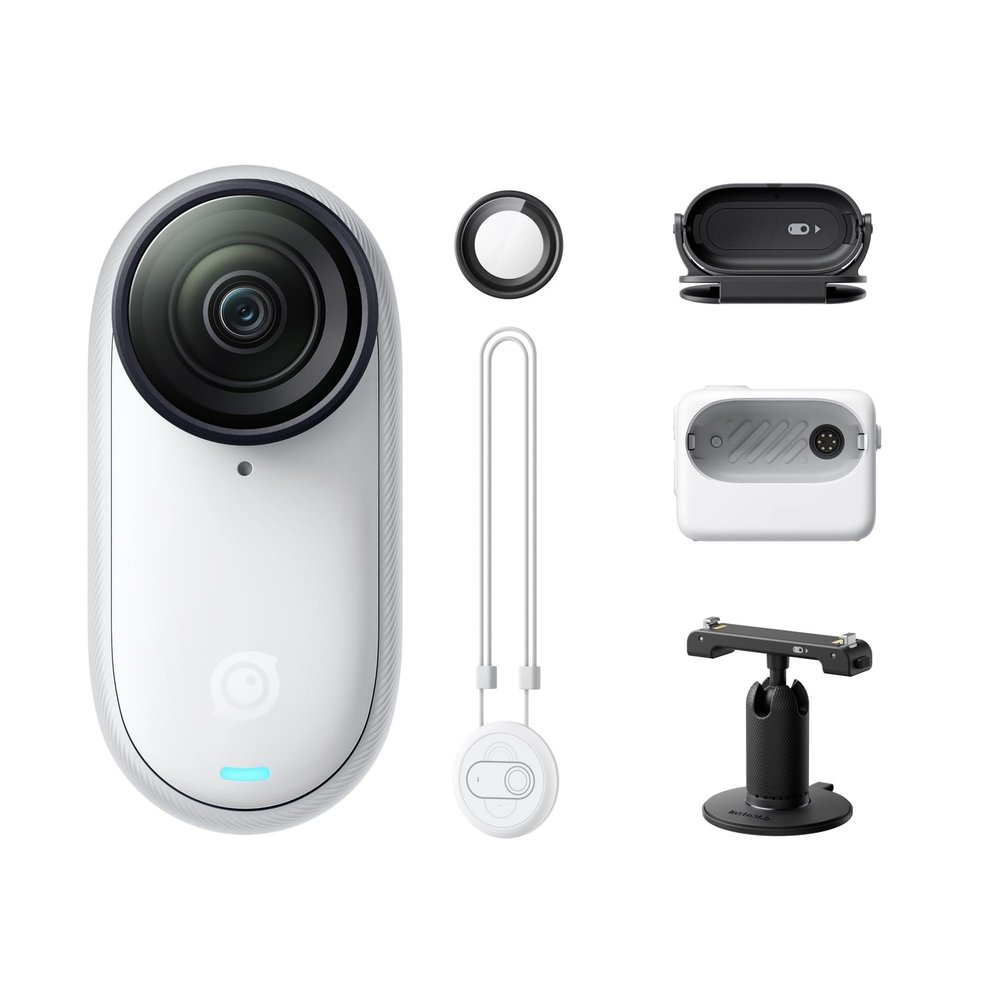 DOQUAMNEX Camera Inst360 GO 3S 4K Micro Camera, Portable and Versatile, POV, Can Be Installed Anywhere, Vlog Cycling Parent-Child Pet Sports DSLR Camera(128G,Standalone White)