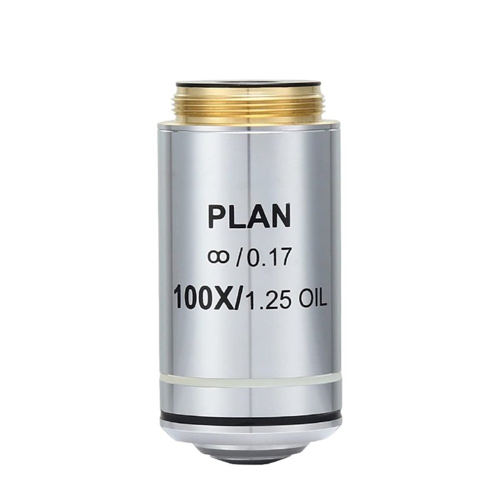 JOEBO Microscope Kit Silver Biological Microscope 4X 10X 20X 40X 100X Infinity Plan Objective Lens for Microscope Microscope Lens Adapters(100X)