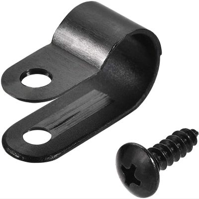 KGDJBGSE Metal Cable ClipsWire Clips for Cables 10.4mm Nylon R Type Cable Clip Wire Clamp with Screws Black 50pcs