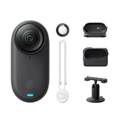 DOQUAMNEX Camera Inst360 GO 3S 4K Micro Camera, Portable and Versatile, POV, Can Be Installed Anywhere, Vlog Cycling Parent-Child Pet Sports DSLR Camera(128G,Standalone Black)