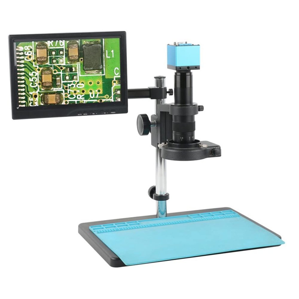 Lab Microscope Accessories HDMI VGA Type-c PC 2MP 1080P Industrial Video Microscope Camera + 180X 300X Zoom C Mount Lens for PCB Soldering Phone Repair PCB Inspection(B,300X)
