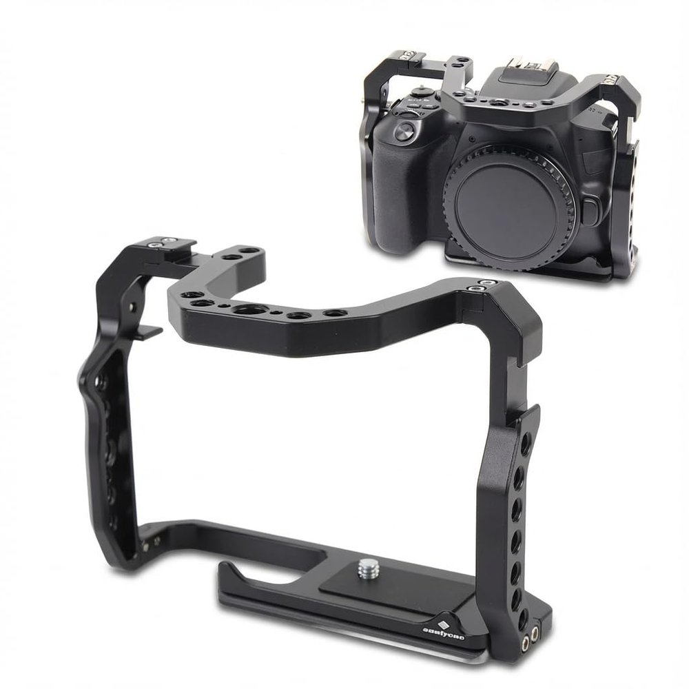 Camera Cage for 200D, 200D II, Aluminum Alloy Camera Stabilizer Extension Cage with Slick Sliding Quick Release