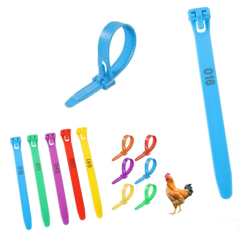 100pcs Self-grabbing cable ties, multi-color, reusable hook and loop wire clips, cable ties for poultry, birds, chickens, ducks wire management and home desk organization blue 100pcs No Numbers