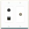 RiteAV 2 Gang 1 Port 3.5mm CAT6-SHIELDED RCA-White Jack Coupler Female-Female Wall Plate [White] view 1