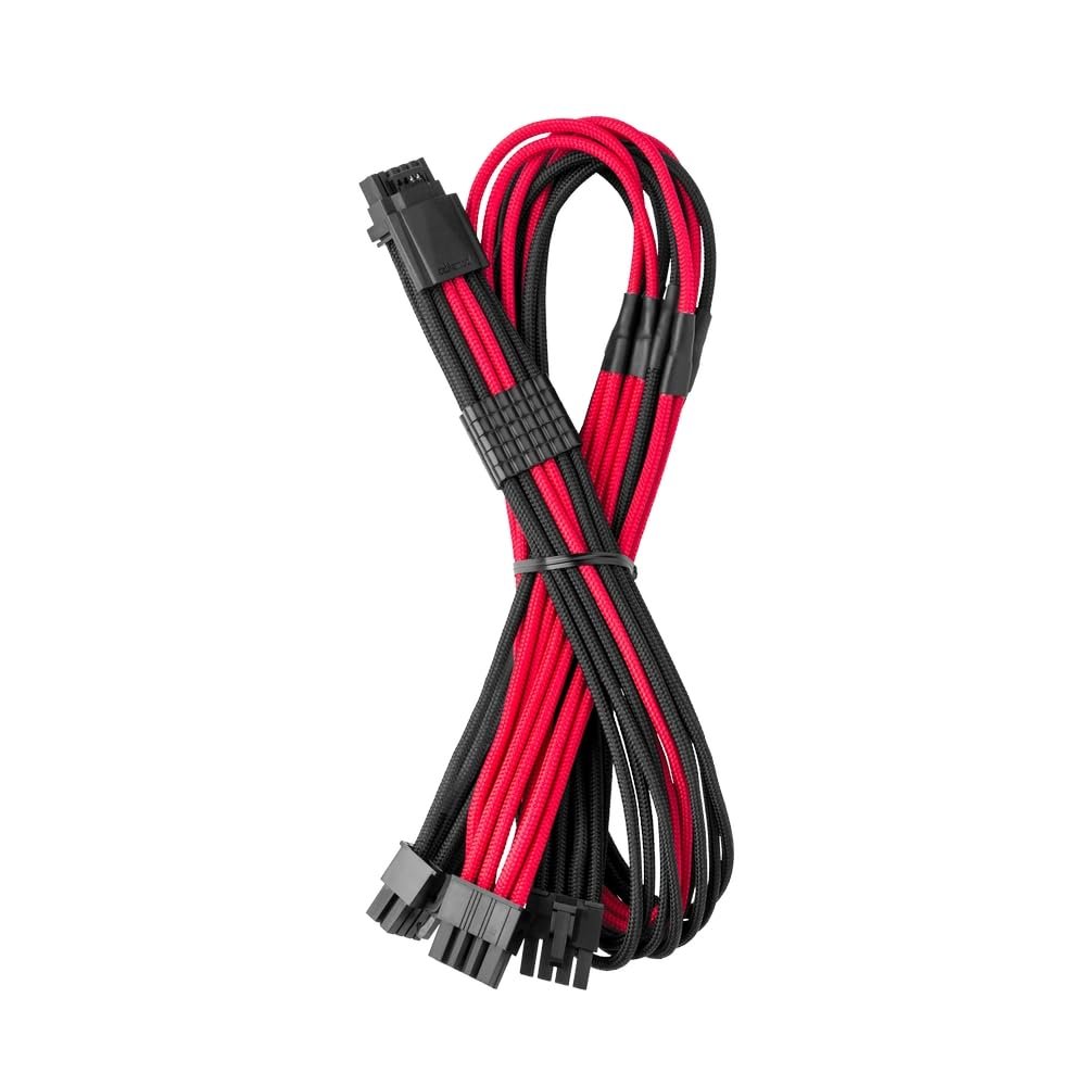 CableMod RT-Series Pro ModFlex Sleeved 12V-2x6 12VHPWR StealthSense PCIe Cable for ASUS/Seasonic/Phanteks (Black + Red, 16-pin to Triple 8-pin, 60cm)