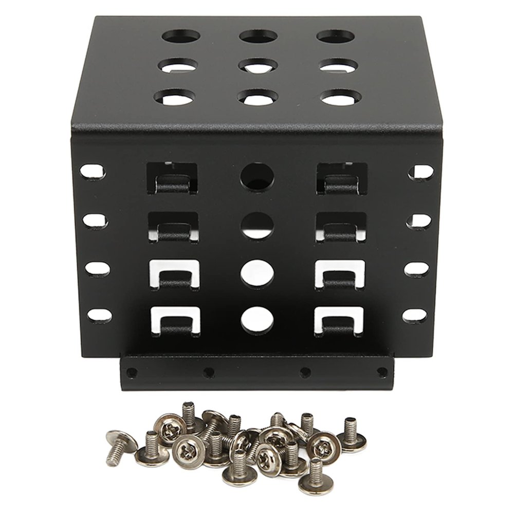 2.5in Hard Drive Rack, Aluminium Alloy Hollow Design High Hardness Mounting Bracket with 20 Screws, for 2.5 Inch IDE HDD SSD, Supports 4 Disks, Expand Storage Space