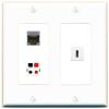 RiteAV 2 Gang 1 Port CAT6-SHIELDED Speaker USBC Jack Coupler Female-Female Wall Plate [White] view 1