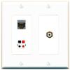 RiteAV 2 Gang 1 Port CAT6A RCA-White Speaker Jack Coupler Female-Female Wall Plate [White] view 1