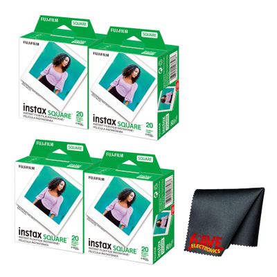 Fujifilm instax Square Instant Film (80 Photo Exposures) Bundle with Diginerds Microfiber Cleaning Cloth