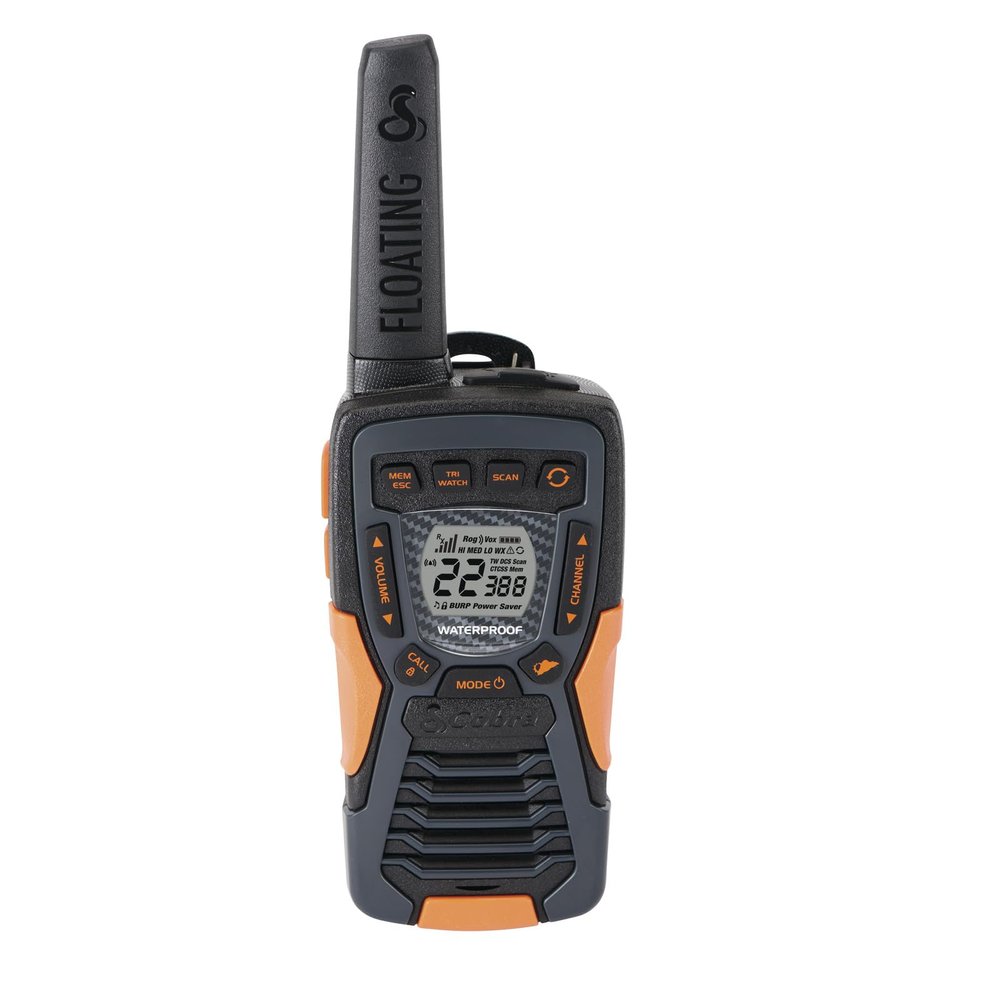 Cobra ACXT1037R FLT Floating Walkie Talkie - Waterproof, Rechargeable, Long Range up to 37-Mile Two Way Radio with NOAA Weather Alert & VOX, (1 Pack)
