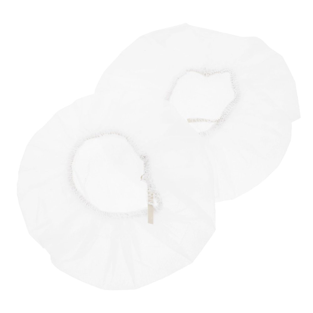 100pcs Disposable Sanitary Headset Covers Headphone Cover Studio Fabric Ear Cup Cover Stretch Headset Cover Clip Headphones Ear Muffs Non-Woven Fabric White