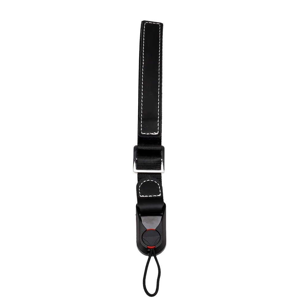 Premium Camera Hand Strap, Quick-Release Safety Wrist Strap, Brown/Black/Tan Crazy Horse Leather, Universal Fit for SLR/Mirrorless Cameras (Black)