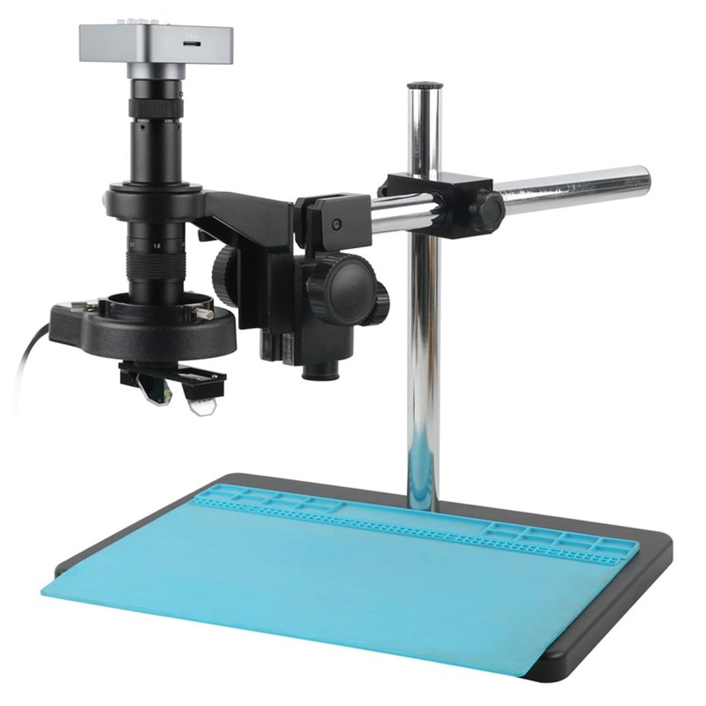 Lab Microscope Accessories 2_D 3_D 2 in 1 Freely Switch Industrial Stereo Microscope with 180X C Mount Zoom Lens with 48MP 37MP HDMI VGA USB Video Camera(48MP HDMI USB-02)