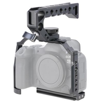 FocusFoto Camera Cage with Top Handle Grip Kit for Canon EOS R5 Mark II Mirrorless Vlogging Camera, Aluminium Video Stabilizer Rig with NATO Rail, Cold Shoe, 1/4"Screw Mount, 3/8"-16 Locating for Arri