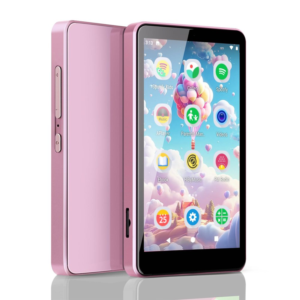 MP3 Player for Kids with Spotify, Parental Controls, Spotify Kids, Audible, Amazon Music, Libby, 4.0 IPS Kids Music Player Up to 512GB (Light Pink)