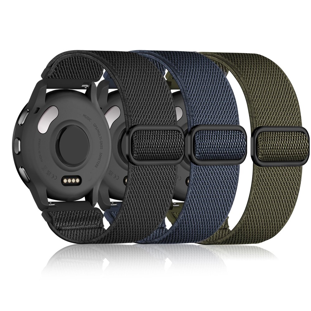 22mm Nylon Sport Elastic Bands Compatible with Garmin Venu 4 45mm/Venu 3/Venu 2, 3 Pack Wristband Strap Replacement for Amazfit Bip 5/Bip 6/GTR 4/3 Pro/3/2/2e/47mm/Forerunner 265/255/Vivoactive 4