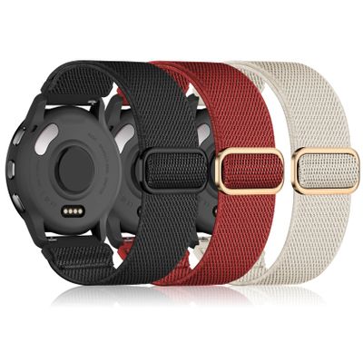 22mm Nylon Sport Elastic Bands Compatible with Garmin Venu 4 45mm/Venu 3/Venu 2, 3 Pack Wristband Strap Replacement for Amazfit Bip 5/Bip 6/GTR 4/3 Pro/3/2/2e/47mm/Forerunner 265/255/Vivoactive 4