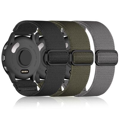 22mm Nylon Sport Elastic Bands Compatible with Garmin Venu 4 45mm/Venu 3/Venu 2, 3 Pack Wristband Strap Replacement for Amazfit Bip 5/Bip 6/GTR 4/3 Pro/3/2/2e/47mm/Forerunner 265/255/Vivoactive 4