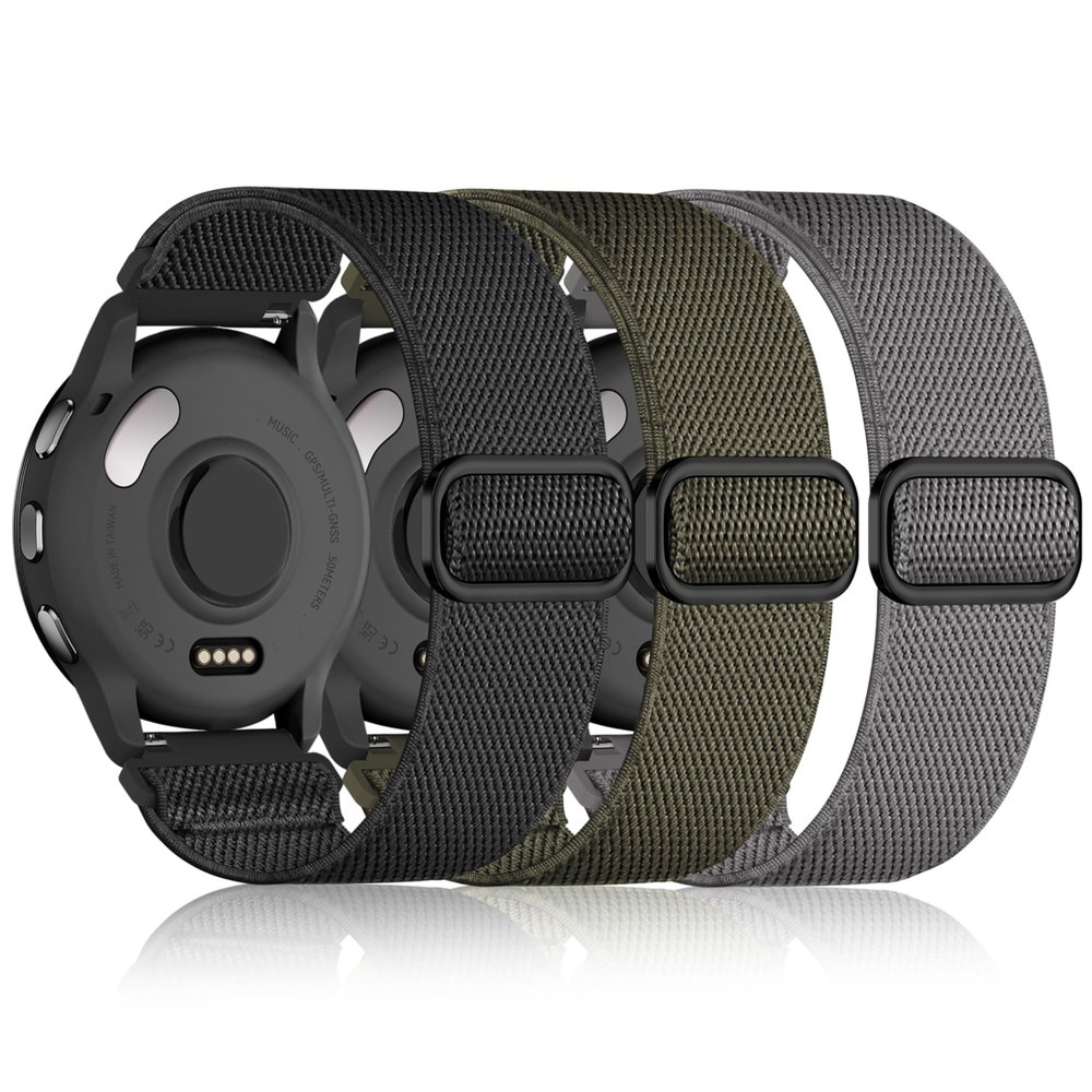22mm Nylon Sport Elastic Bands Compatible with Garmin Venu 4 45mm/Venu 3/Venu 2, 3 Pack Wristband Strap Replacement for Amazfit Bip 5/Bip 6/GTR 4/3 Pro/3/2/2e/47mm/Forerunner 265/255/Vivoactive 4