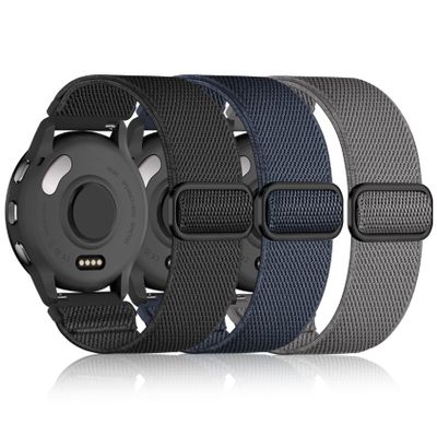22mm Nylon Sport Elastic Bands Compatible with Garmin Venu 4 45mm/Venu 3/Venu 2, 3 Pack Wristband Strap Replacement for Amazfit Bip 5/Bip 6/GTR 4/3 Pro/3/2/2e/47mm/Forerunner 265/255/Vivoactive 4