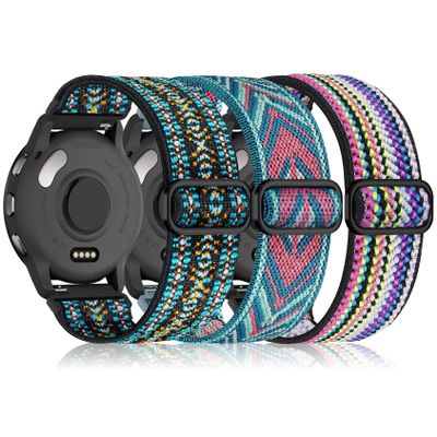 22mm Nylon Sport Elastic Bands Compatible with Garmin Venu 4 45mm/Venu 3/Venu 2, 3 Pack Wristband Strap Replacement for Amazfit Bip 5/Bip 6/GTR 4/3 Pro/3/2/2e/47mm/Forerunner 265/255/Vivoactive 4