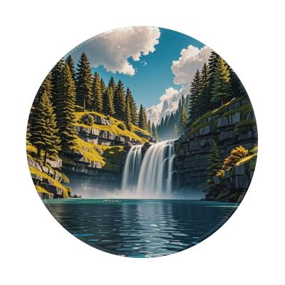 Harmony Falls Print Non-Slip Rubber Mouse Pad,8-Inch Round Shape, Stitched Edge Design,Cute Small Mouse pad