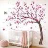 DECOWALL Cherry Blossom Tree Wall Stickers Decals Kids Room Bedroom Living Flower Branch Dcor Pink tv Birds Art Background Peel and Stick (SG4-2431) view 3