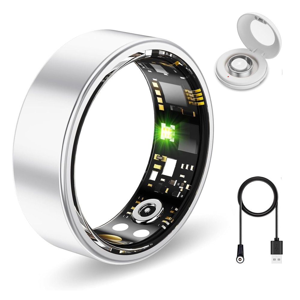 Aichiken Smart Ring Health Tracker, Sleep&Exercise Monitor Heart Rate,Blood Oxygen,Fitness Trackers for Man&Women -Long Lasting Batteries,Waterproof Sleep Tracking Wearable (Silver, 13)