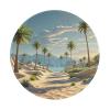 Desert Oasis Print Non-Slip Rubber Mouse Pad,8-Inch Round Shape, Stitched Edge Design,Cute Small Mouse pad view 1