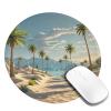 Desert Oasis Print Non-Slip Rubber Mouse Pad,8-Inch Round Shape, Stitched Edge Design,Cute Small Mouse pad view 2